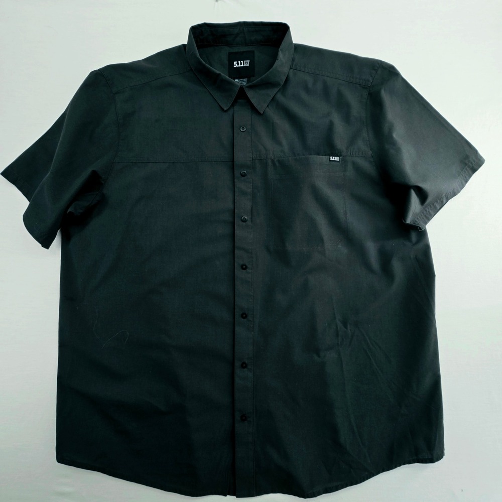 5.11 Tactical Shirt Mens XL Black Short Sleeve Snap Front Utility Workwear